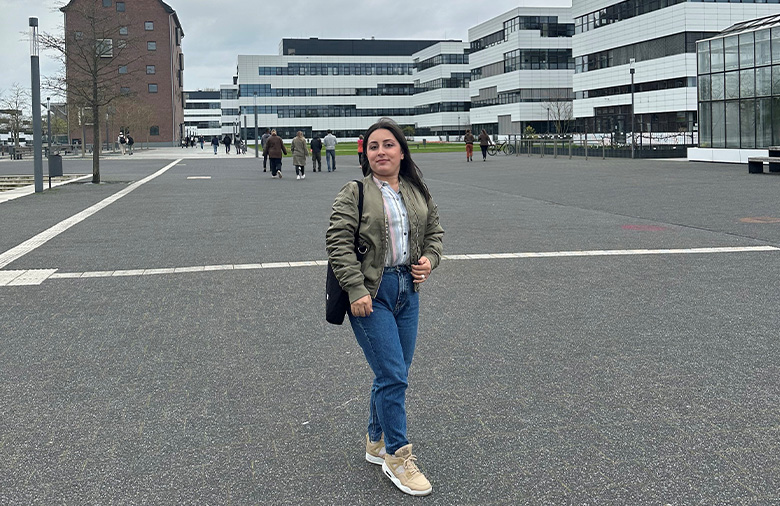 Monika standing in front of Kleve University.